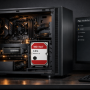 SSD vs HDD für Home Server: Welche Speicher wann nutzen? – Home Server mit SSD und HDD Hybrid-Setup - NVMe SSD und WD Red Festplatte im offenen Gehäuse