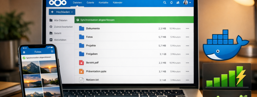 Nextcloud Performance optimieren - Docker Tuning und Caching – Nextcloud Performance Dashboard mit Docker Optimierung - schnelle Dateisynchronisation auf Laptop und Smartphone