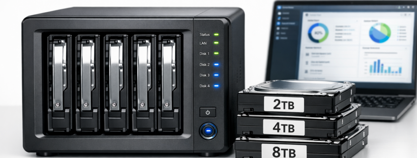 NAS RAID-Level Performance-Vergleich: RAID 0, 1, 5, 6 und 10 – NAS RAID-System Setup mit verschiedenen Festplattengrößen für Heimnetzwerk