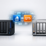 Synology vs QNAP: NAS-Vergleich für Anfänger und Kaufentscheidung – Synology vs QNAP NAS-Vergleich - Zwei NAS-Geräte nebeneinander für Kaufentscheidung
