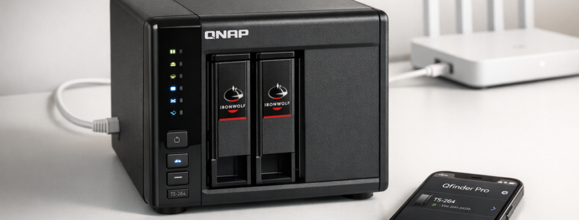 QNAP NAS einrichten und QTS konfigurieren – QNAP TS-264 NAS Setup mit Festplatten und Smartphone App für die Einrichtung